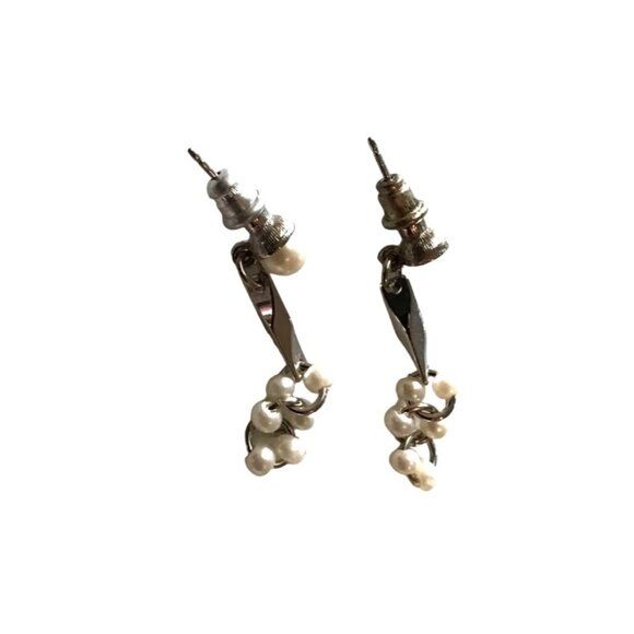 WOMENS SILVER/WHITE TONE DANGLE EARRINGS - Picture 1 of 3